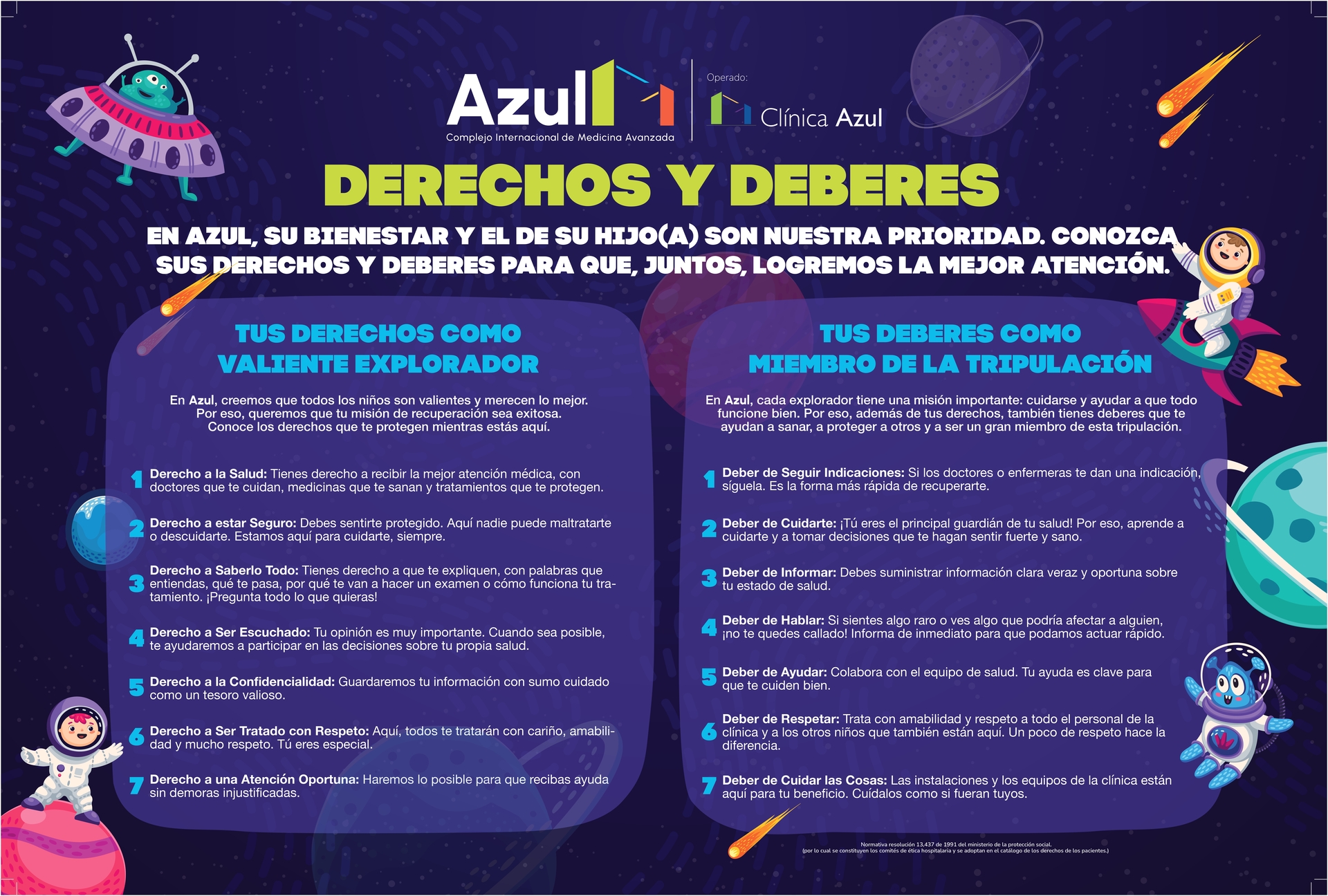 Cartelera derechos y deberes PEDIATRÍA